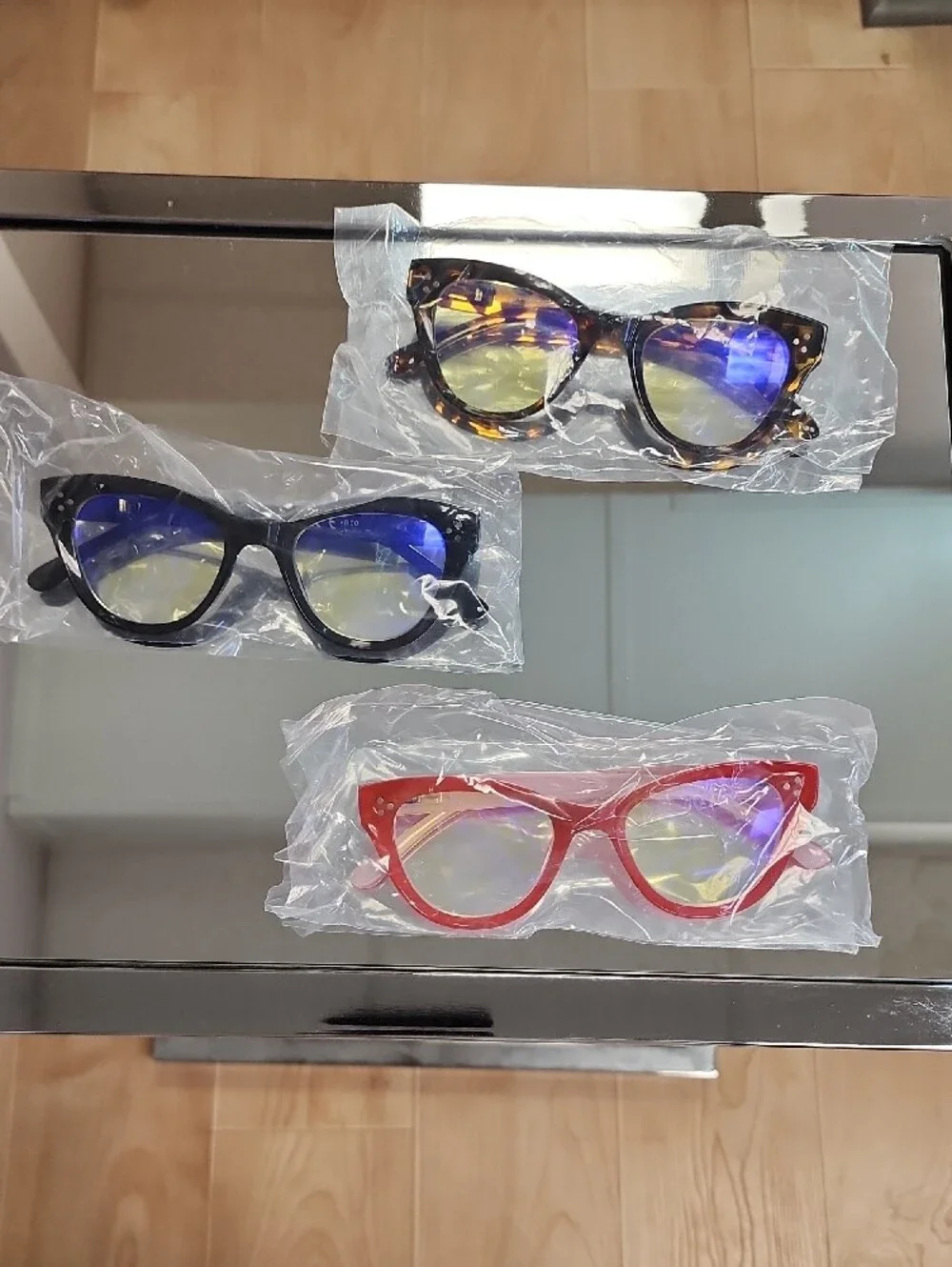 Cat Eye Sunglasses Set - Tortoise, Black, & Red Frames